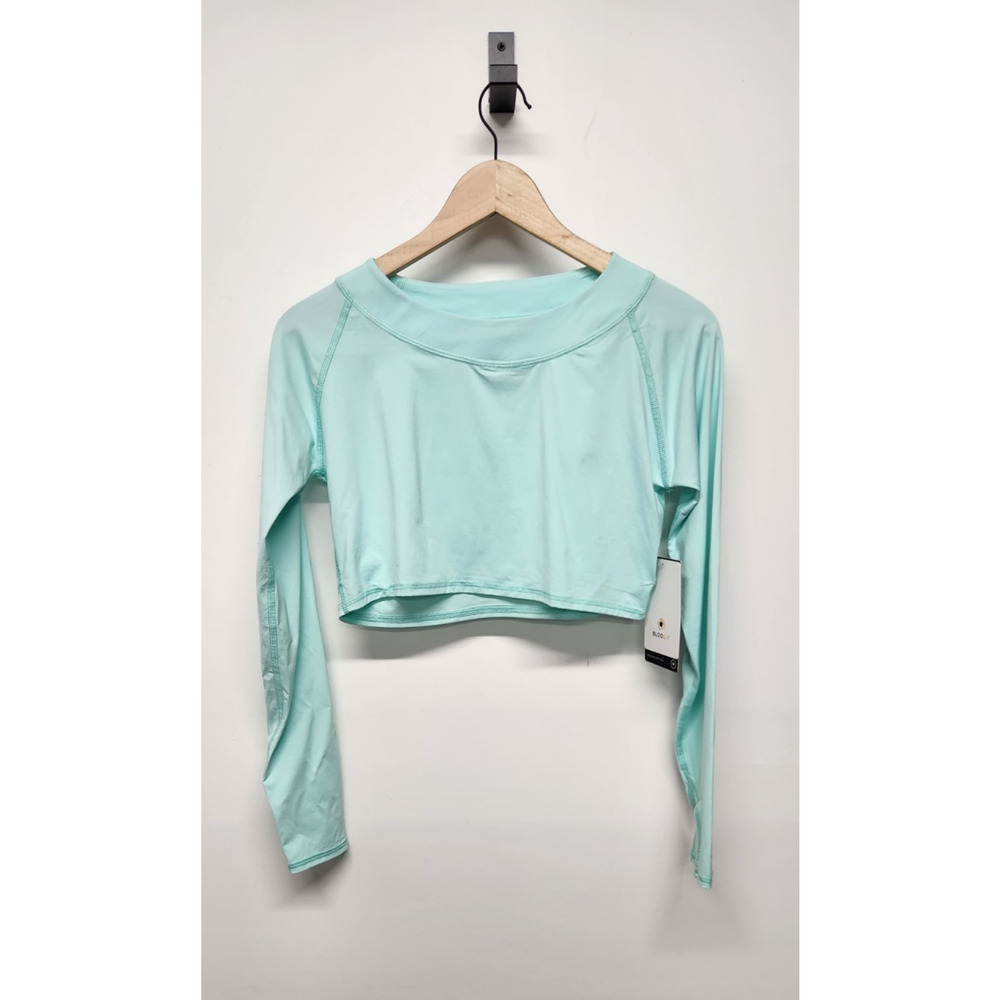 BloqUV Women's UPF 50+ Sun Protection Active Crop Top, Size Med, In Mint Color